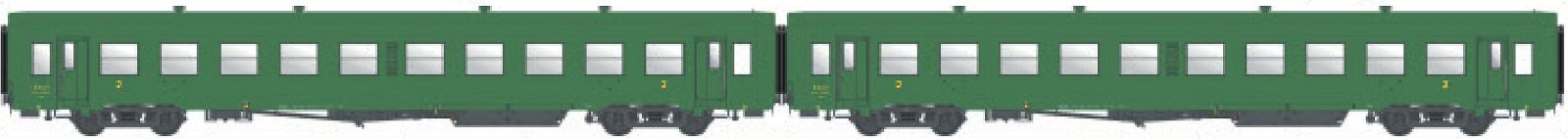 L.S. Models MW40029 - H0 - 2-tlg. Set Personenwagen U61, 2. Kl., SNCF, Ep. III